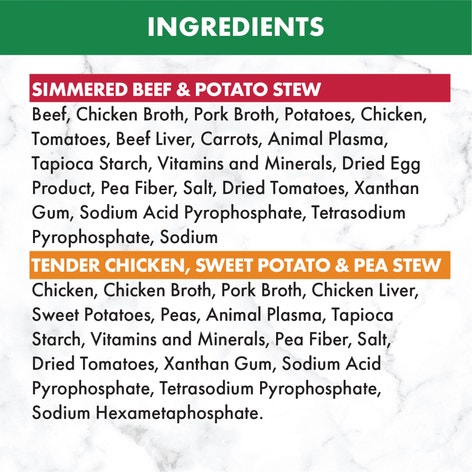 NUTRO™ Natural Choice™ Adult Cuts in Gravy Tender Chicken, Sweet Potato & Pea Stew and Simmered Beef & Potato Stew image 1