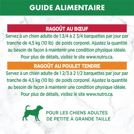 Nourriture humide pour chiens adultes NUTRO(MC) Natural Choice(MC) Coupes en sauce Ragoût avec poulet tendre, patates douces et petits pois et Ragoût avec bœuf et pommes de terre image 1