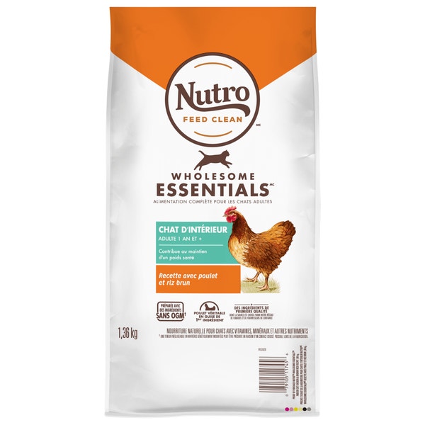 Nourriture sèche pour chats adultes d’intérieur NUTRO(MC) WHOLESOME ESSENTIALS(MC) Recette avec poulet et riz brun image 1