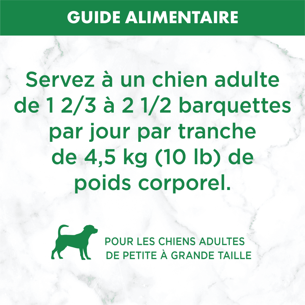 Nourriture humide pour chiens adultes NUTRO(MC) Natural Choice(MC) Coupes en sauce Ragoût avec poulet tendre, patates douces et petits pois feeding guidelines image
