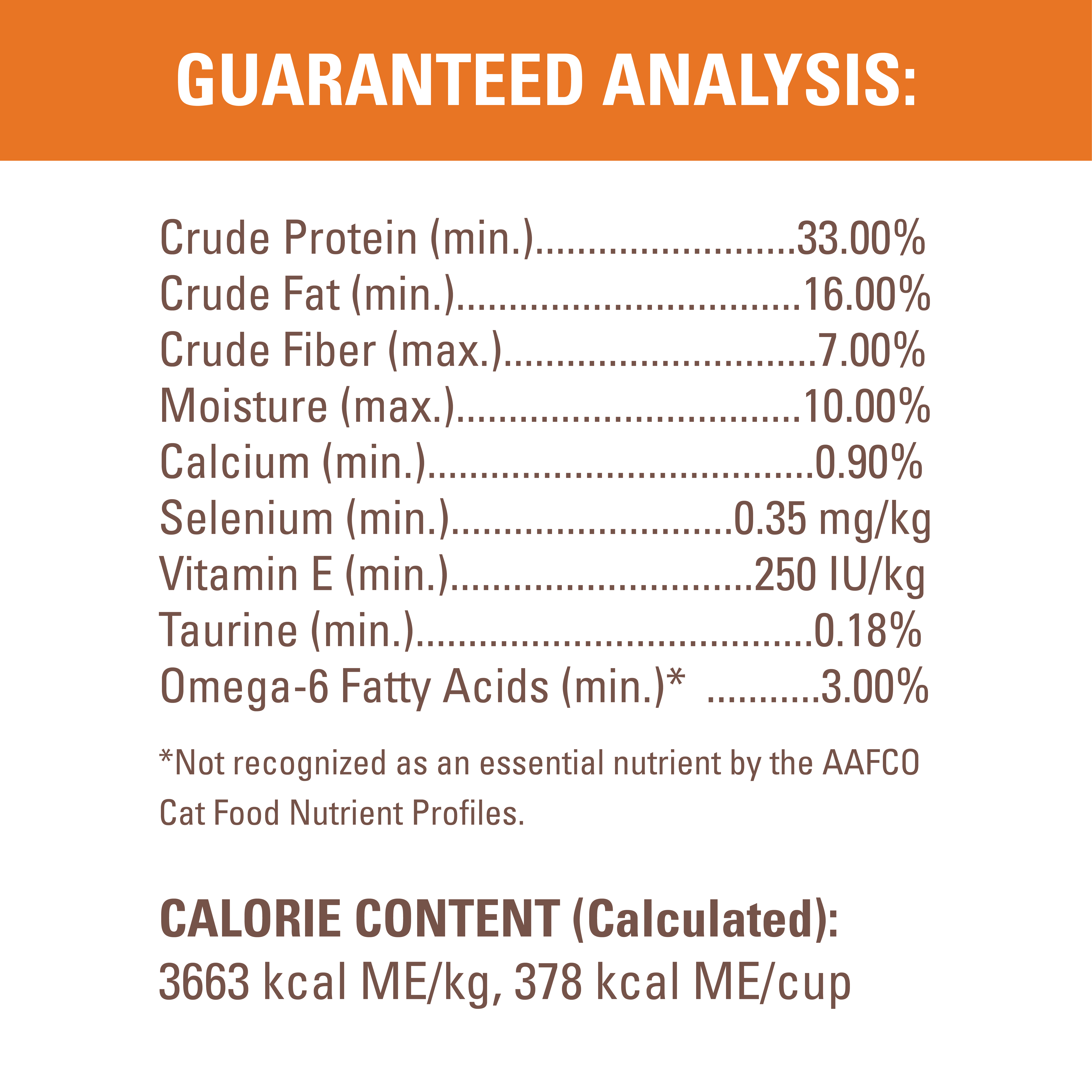 NUTRO™ WHOLESOME ESSENTIALS™ Indoor Adult Chicken & Brown Rice Recipe guaranteed analysis image