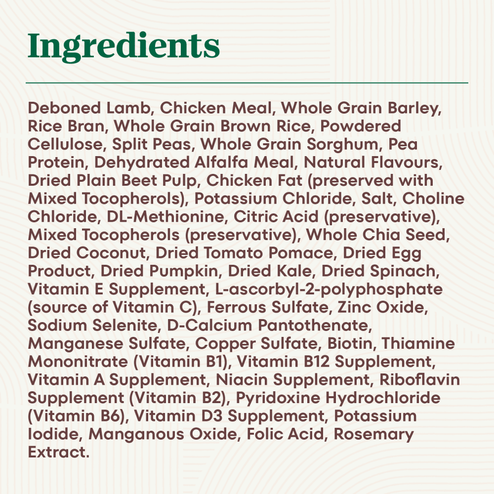 NUTRO NATURAL CHOICE Healthy Weight Adult Lamb & Brown Rice ingredients image