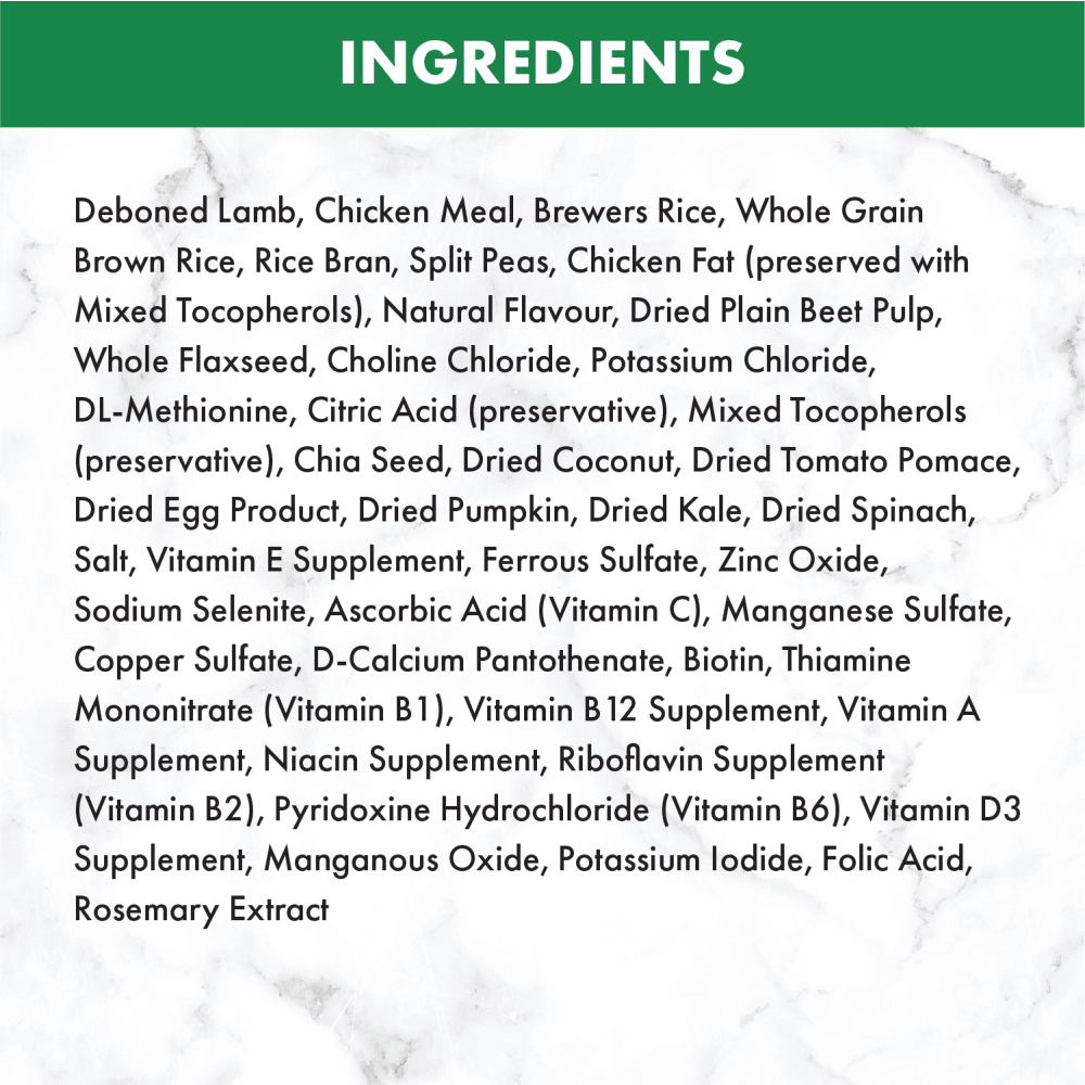 NUTRO™ NATURAL CHOICE™ Adult Lamb & Brown Rice Recipe ingredients image