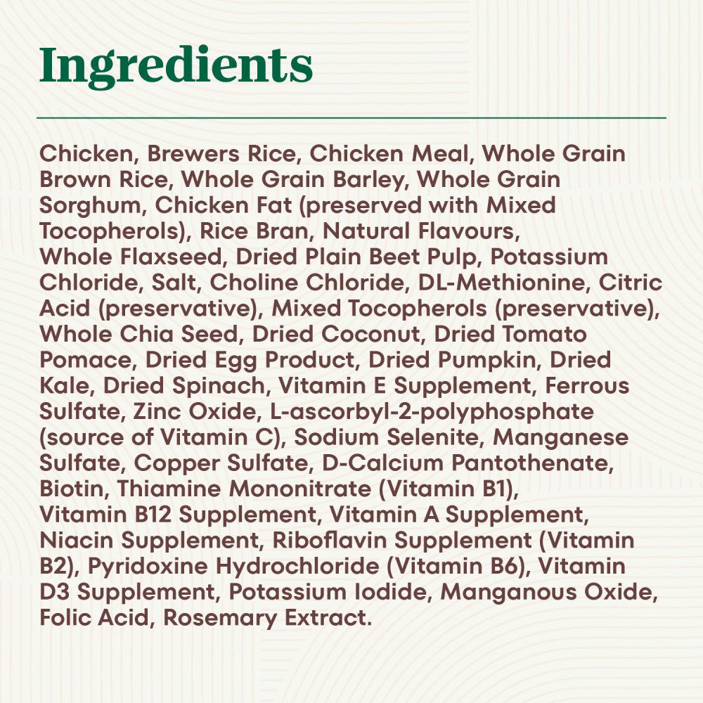 NUTRO NATURAL CHOICE Adult Chicken & Brown Rice ingredients image