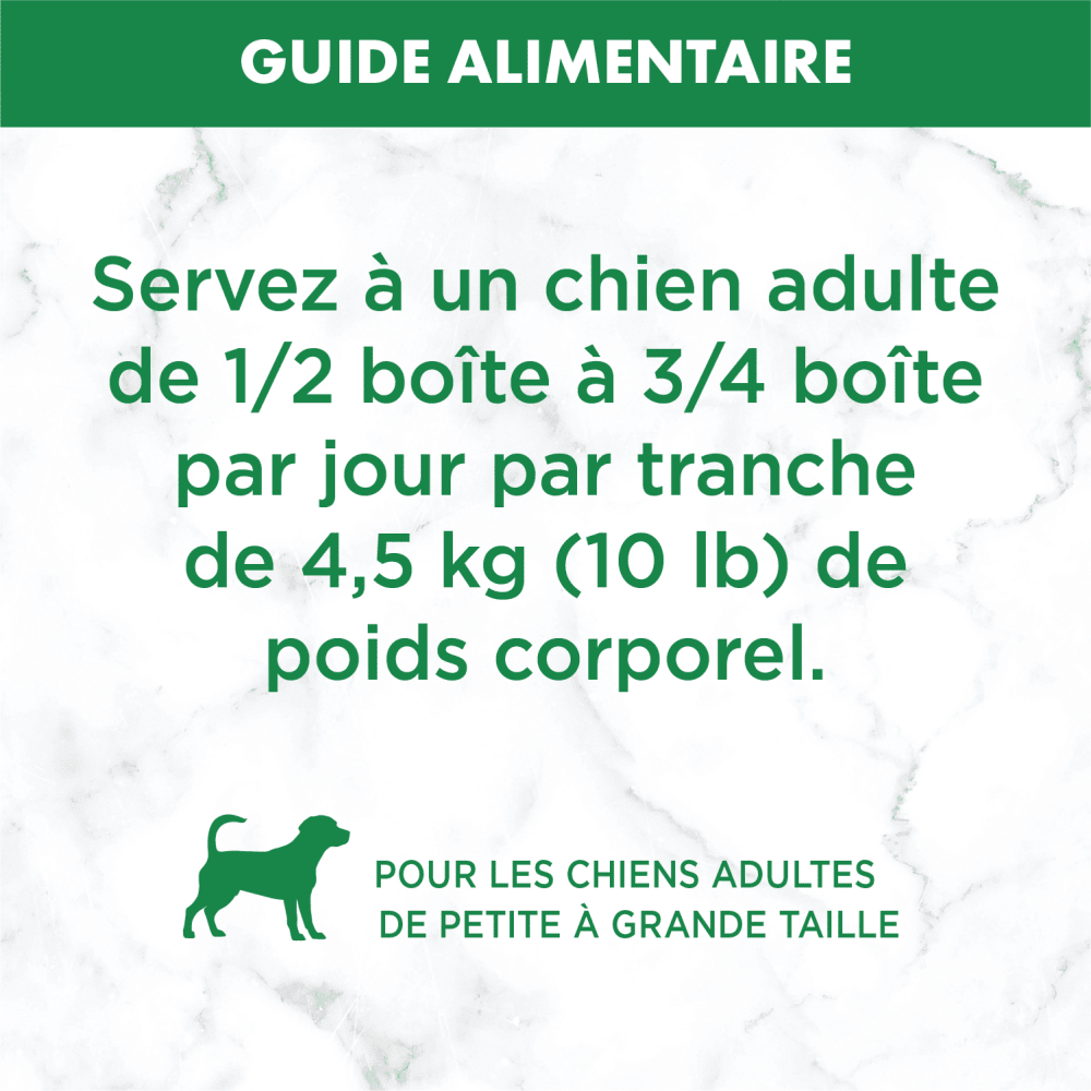 Nourriture humide pour chiens adultes NUTRO(MC) Natural Choice(MC) Ragoût nourrissant Ragoût avec poulet, carottes et petits pois feeding guidelines image