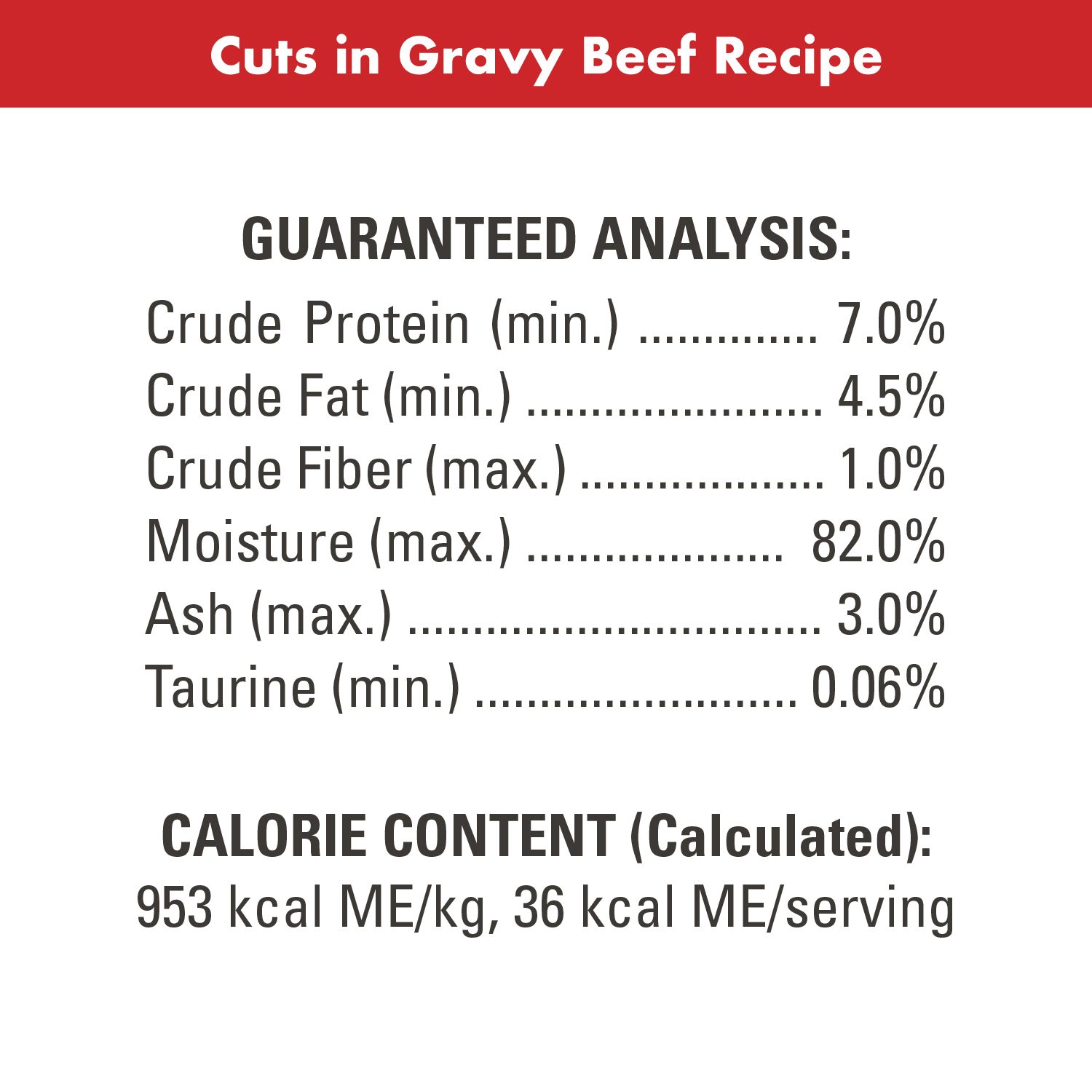 NUTRO™ PERFECT PORTIONS Cuts in Gravy Beef Recipe guaranteed analysis image