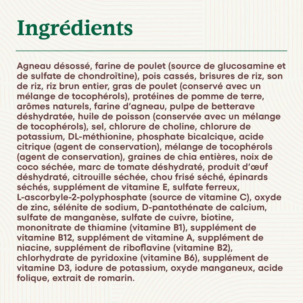Nourriture sèche pour chiots de grande race NUTRO NATURAL CHOICE Recette avec agneau et riz brun ingredients image
