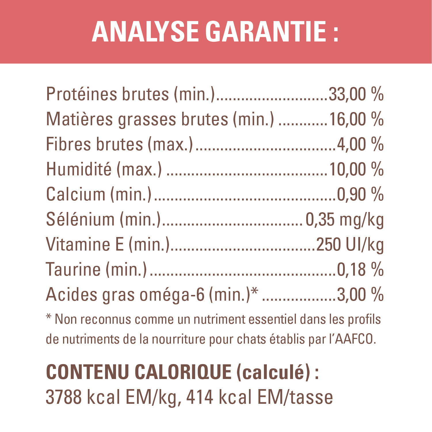 Nourriture sèche pour chats adultes NUTRO(MC) WHOLESOME ESSENTIALS(MC) Recette avec saumon et riz brun guaranteed analysis image