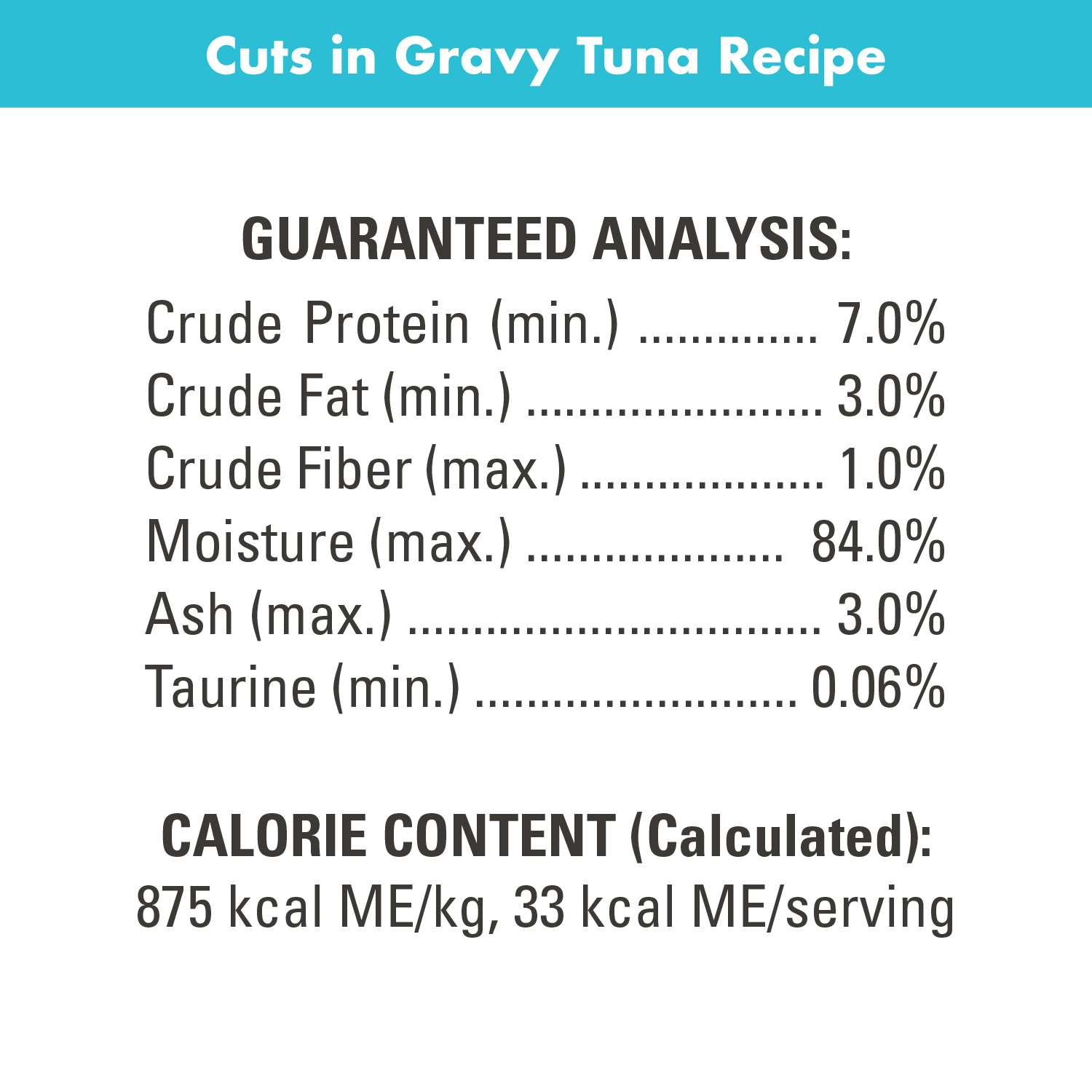 NUTRO PERFECT PORTIONS Paté Tuna Recipe guaranteed analysis image