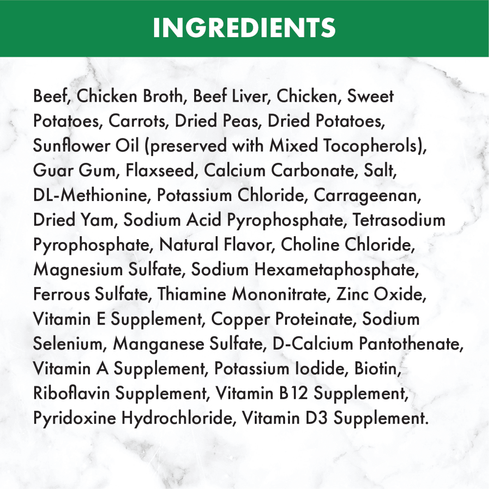 NUTRO™ Natural Choice™ Premium Loaf Adult Beef, Sweet Potato & Carrot Recipe ingredients image