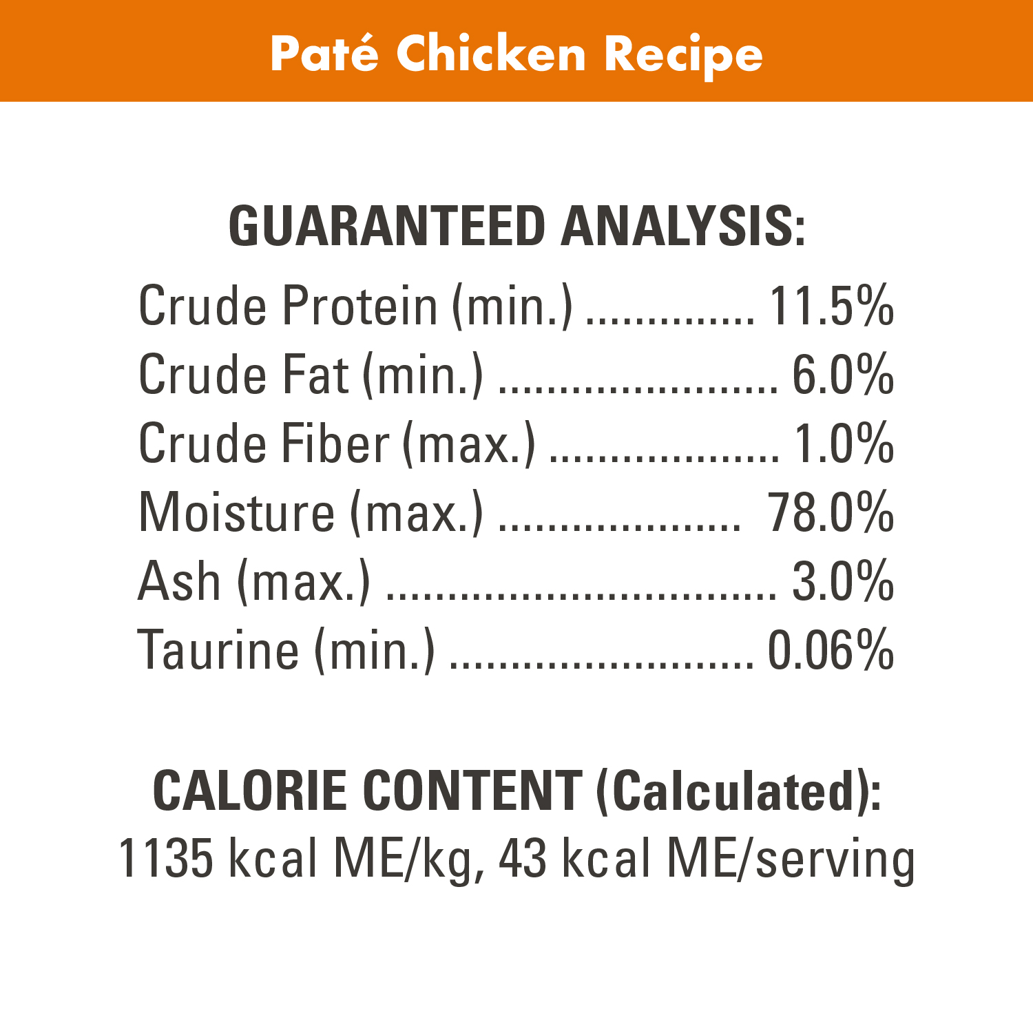 NUTRO PERFECT PORTIONS Paté Chicken Recipe guaranteed analysis image