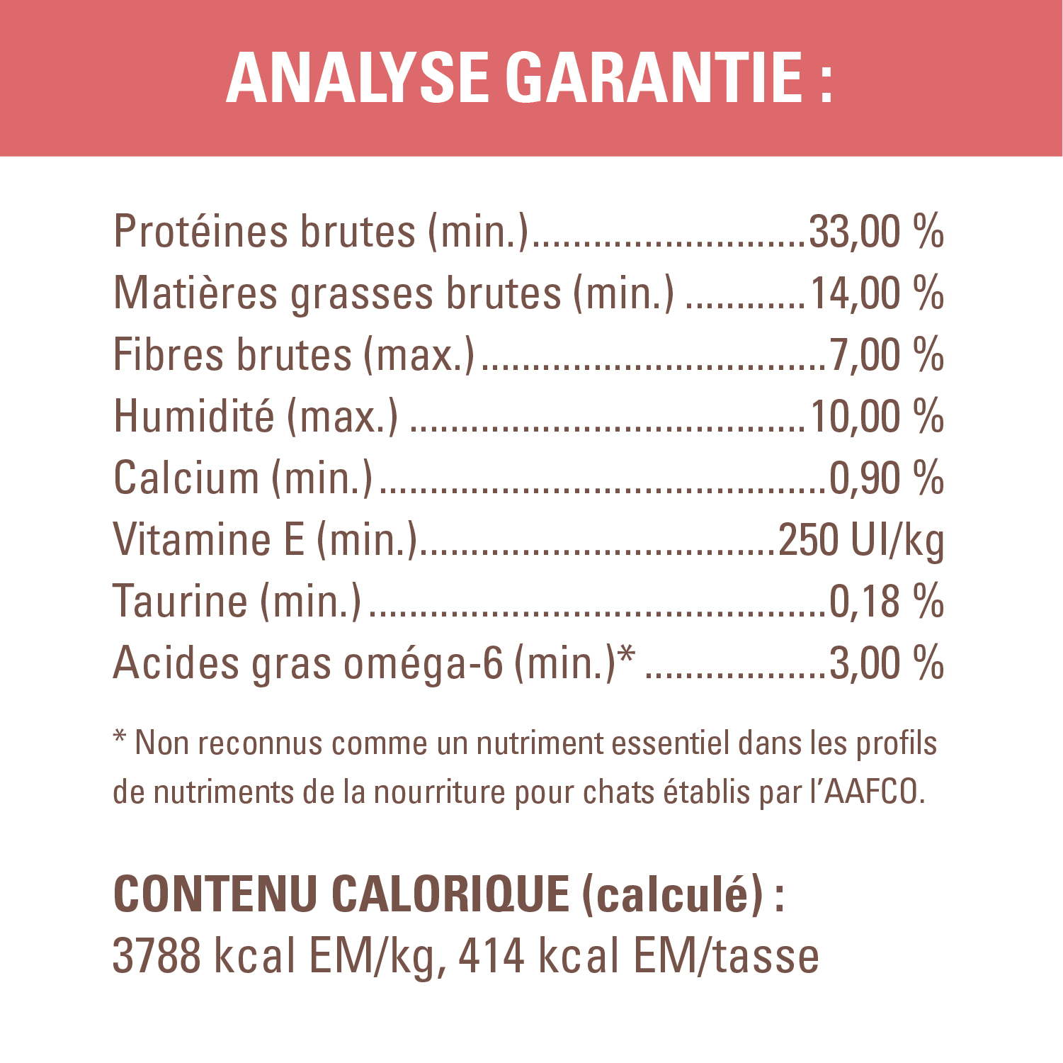 Nourriture sèche pour chats adultes NUTRO(MC) WHOLESOME ESSENTIALS(MC) Recette avec saumon et riz brun guaranteed analysis image
